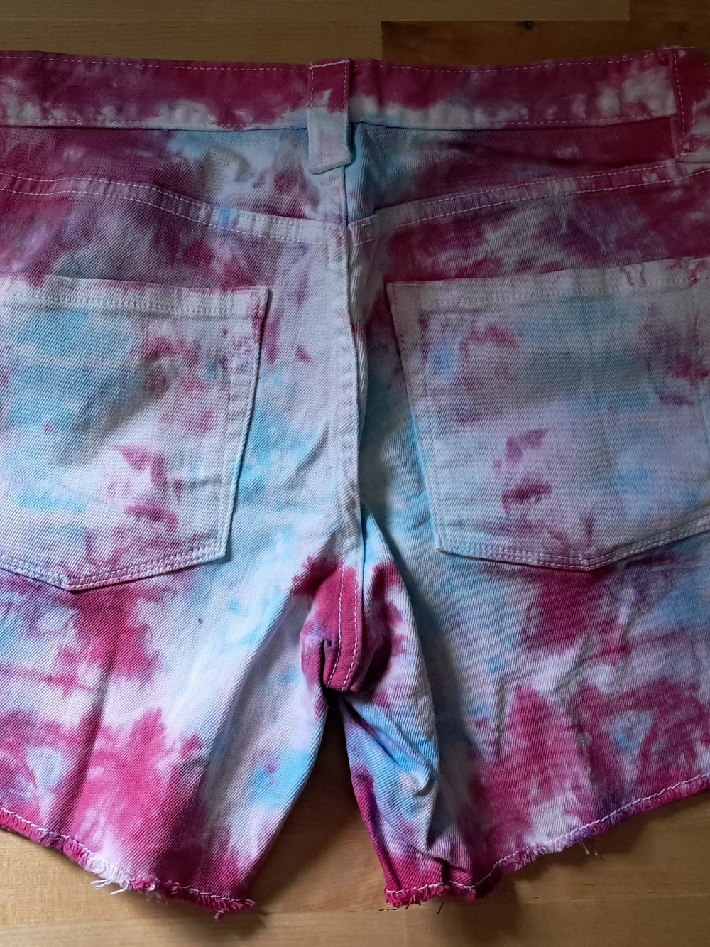 J. Crew Tie-Dye Stretch Denim Shorts in Pink, Purple & Blue